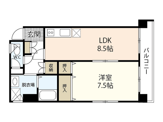 広島市中区東千田町のマンションの間取り