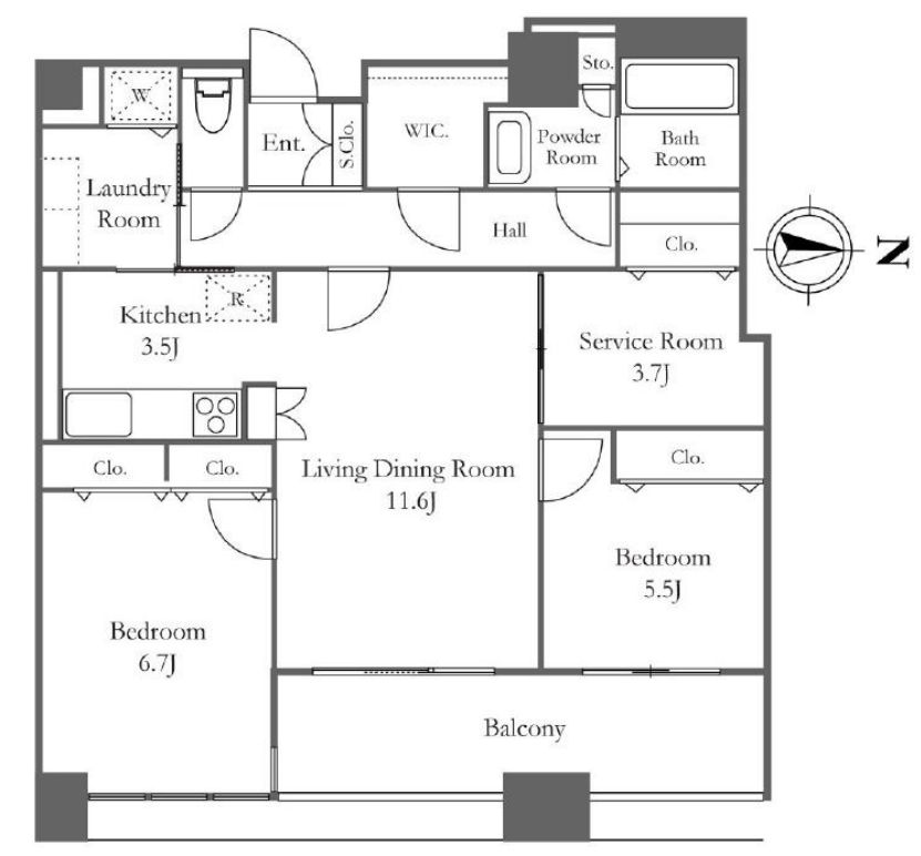 【中央区佃のマンションの間取り】