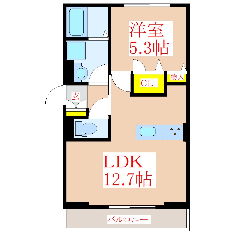 国分中央ＫＥ２０２４　Ｂ棟（仮）の間取り