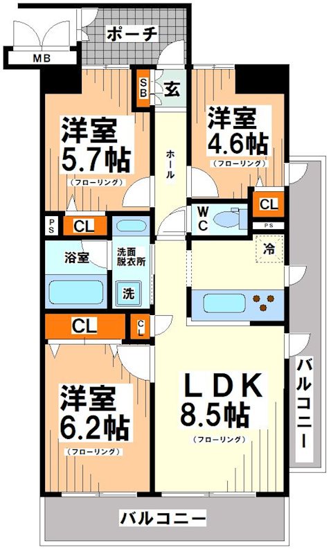 【渋谷区笹塚のマンションの間取り】