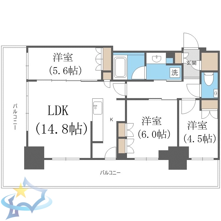 札幌市中央区南二条西のマンションの間取り