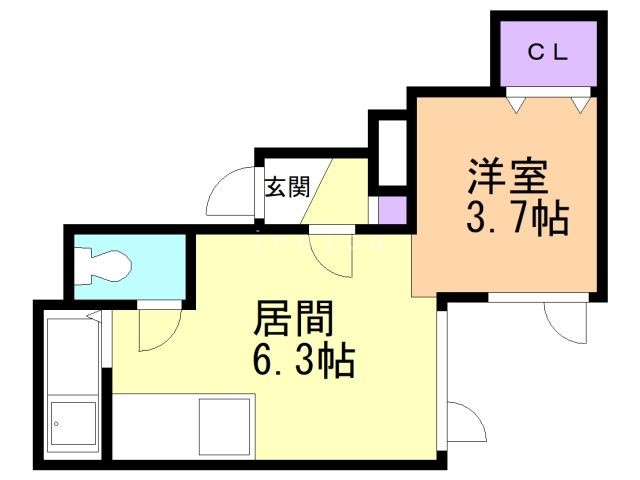 札幌市東区北四十八条東のアパートの間取り