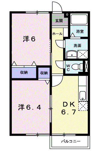 坂出市江尻町のアパートの間取り