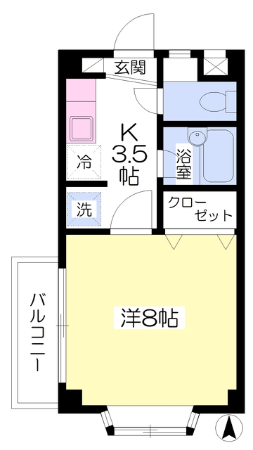 松山市道後湯之町のマンションの間取り