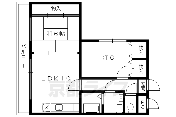 京都市北区鷹峯藤林町のマンションの間取り