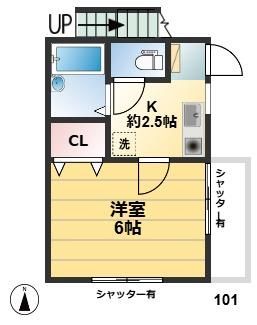 所沢市大字下安松のアパートの間取り