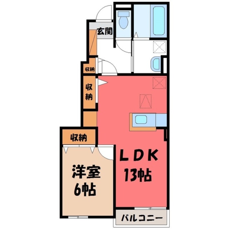 宇都宮市中里町のアパートの間取り