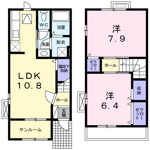 加賀市大聖寺弓町のアパートの間取り