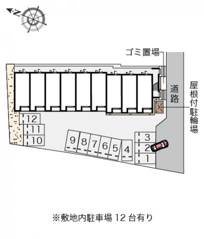 【北九州市小倉南区蜷田若園のアパートの駐車場】