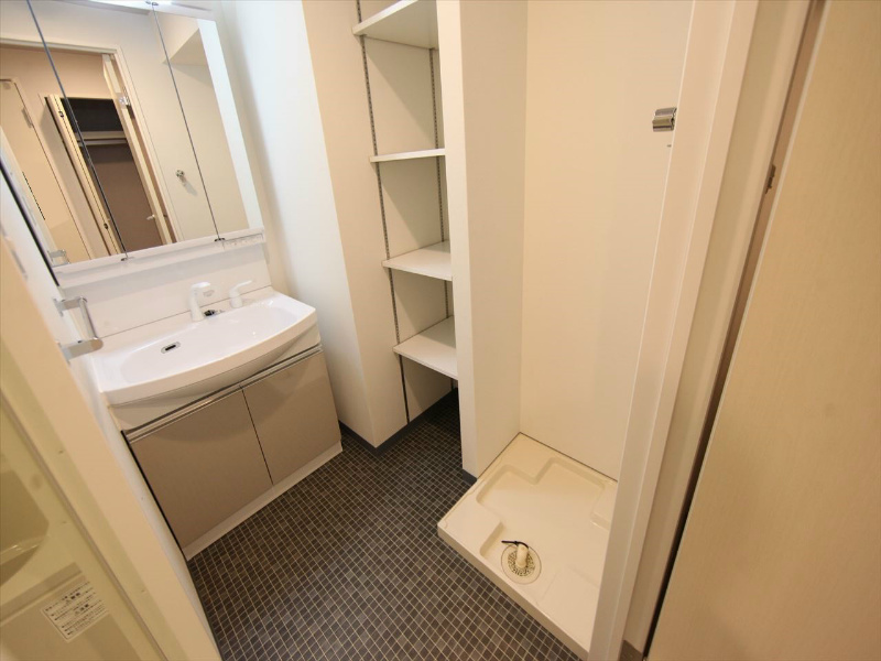 洗面設備　脱衣所　独立洗面台（シャンプードレッサー付）収納スペース有