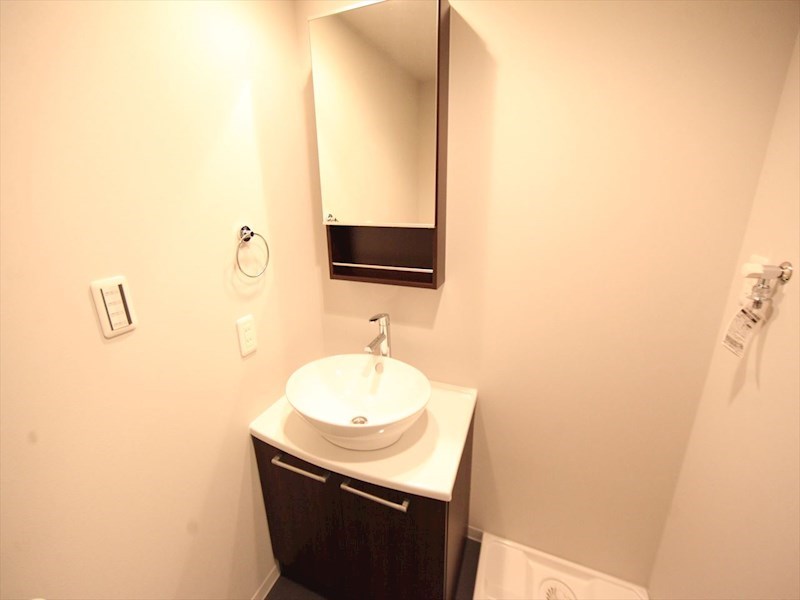 洗面設備　脱衣所　デザイン独立洗面台　室内洗濯機置き場