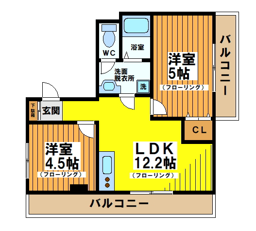 京王線 明大前駅 徒歩3分 3階建 築45年の間取り写真