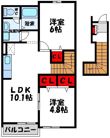 ＪＲ鹿児島本線 遠賀川駅 徒歩20分 2階建 築22年の間取り写真