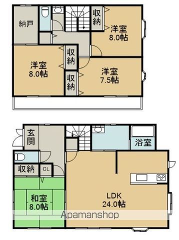 ＪＲ常磐線 土浦駅 徒歩109分 2階建 築22年の間取り写真