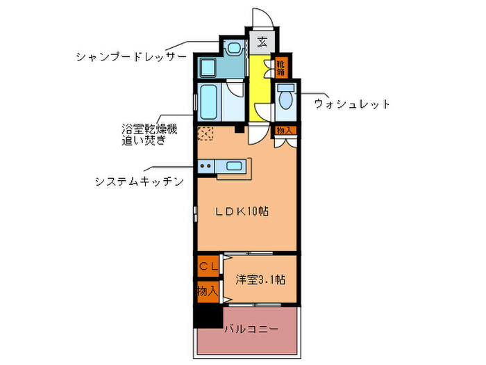 ＪＲ鹿児島本線 博多駅 徒歩5分 13階建 築12年の間取り写真