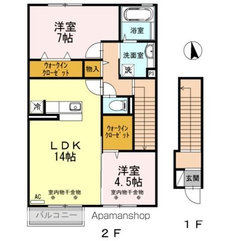 富山地鉄不二越上滝 朝菜町駅 徒歩30分 2階建 築12年の間取り写真