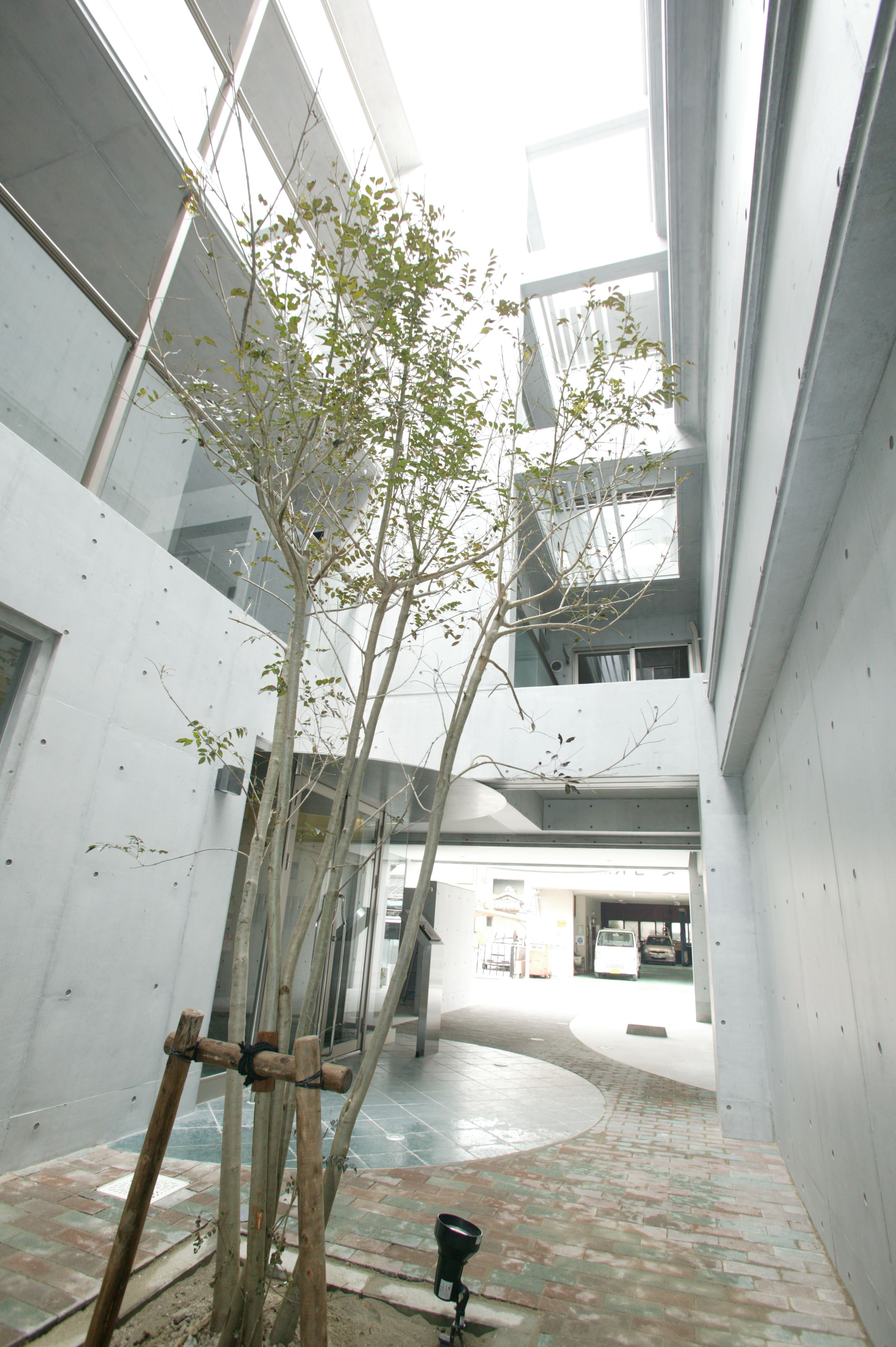 その他共有部分　吹き抜けで木の温もりがあるパティオ☆+。