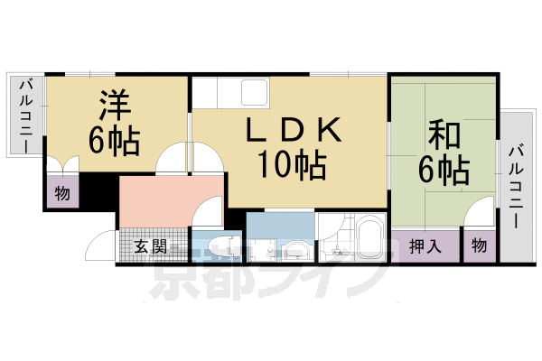 京都市南区久世中久世町４丁目のマンションの間取り