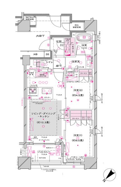 東京都中央区築地７（マンション）の賃貸物件の間取り