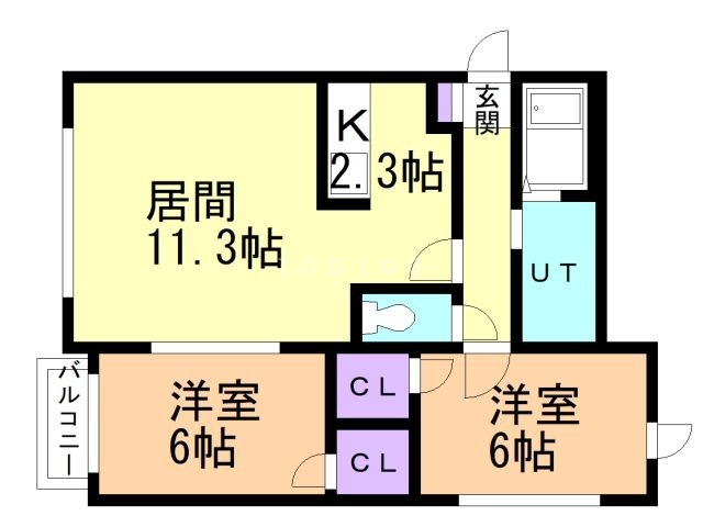 札幌市東区北二十二条東のアパートの間取り