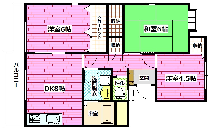 安芸郡府中町八幡のマンションの間取り