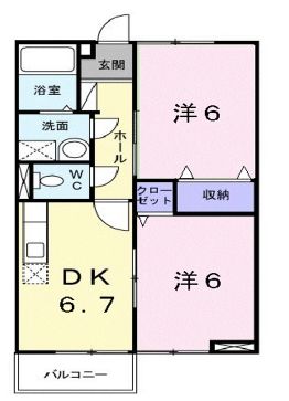 井原市下出部町のアパートの間取り