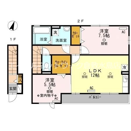 倉敷市下津井のアパートの間取り