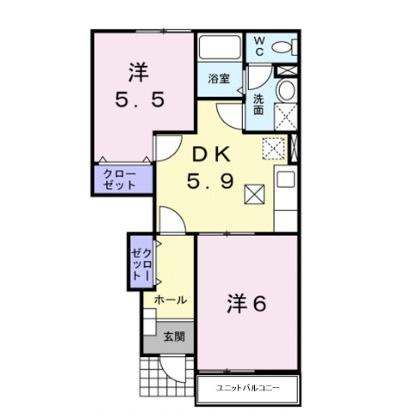 伊予郡松前町大字北黒田のアパートの間取り