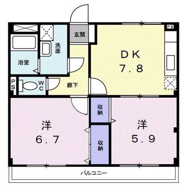 和歌山市西庄のマンションの間取り