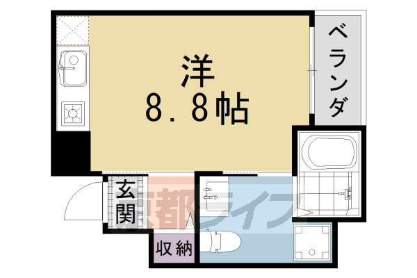 京都市下京区西七条南月読町のマンションの間取り