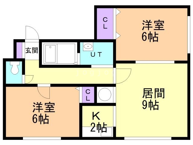 札幌市手稲区稲穂三条のアパートの間取り