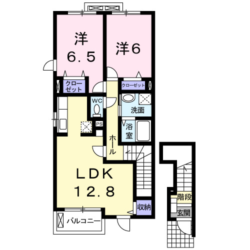 福山市駅家町大字上山守のアパートの間取り