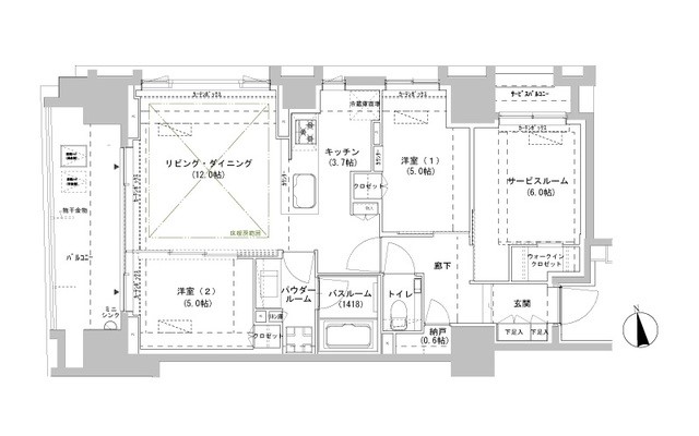 パークスフィア牛込神楽坂の間取り