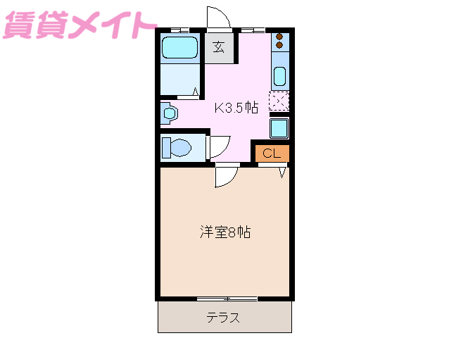 四日市市高角町のアパートの間取り