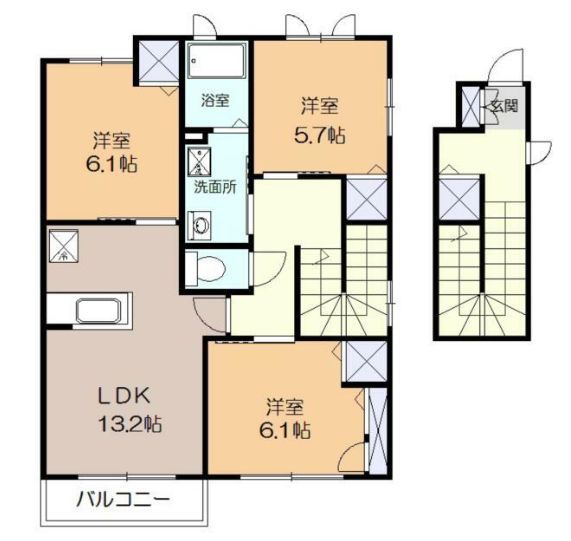 小田原市成田のアパートの間取り