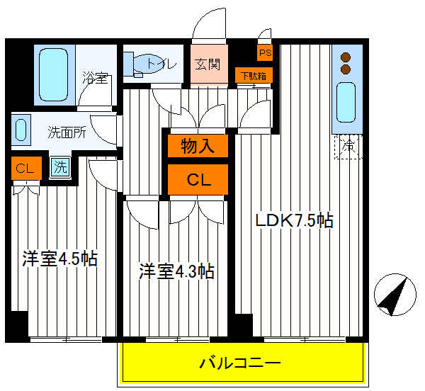 国立市富士見台のマンションの間取り