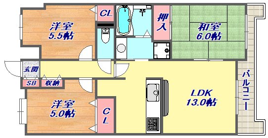 シュロス御影の間取り