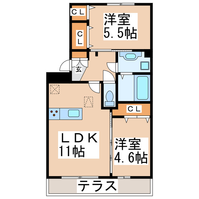 熊本市東区御領のアパートの間取り