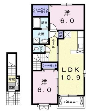 宇和島市丸穂町のアパートの間取り