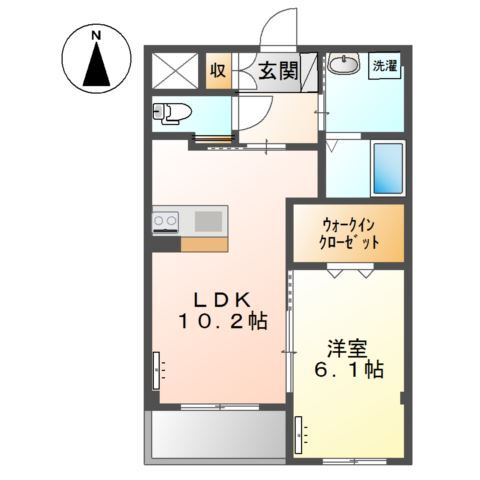 岡山市北区久米のアパートの間取り