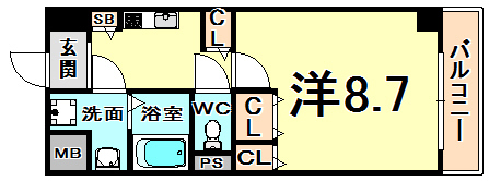 【尼崎市昭和南通のマンションの間取り】