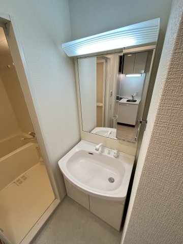 洗面設備　たっぷりとした収納スペースです