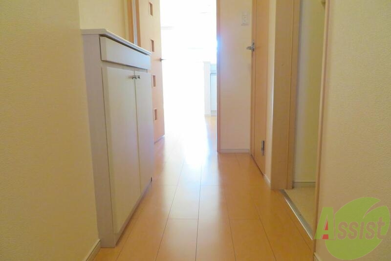 玄関　玄関を入ると正面にお部屋、右手に洗面所などです