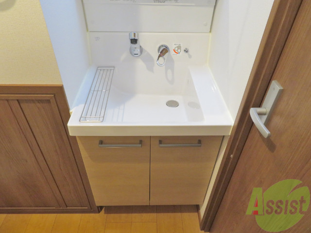 洗面設備　シャワーヘッド付き独立洗面台も付いております