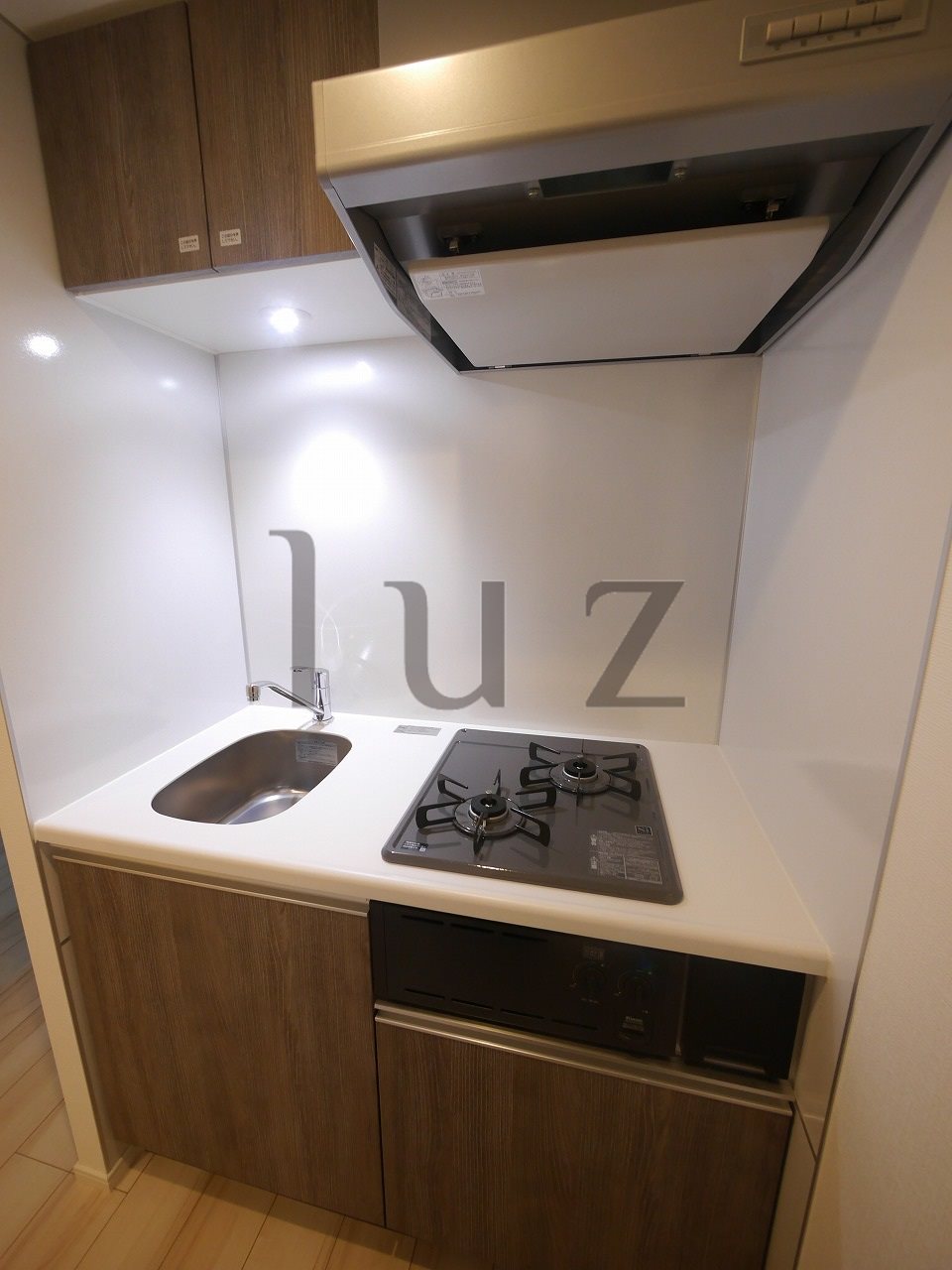 キッチン　2口のシステムガスキッチンです。