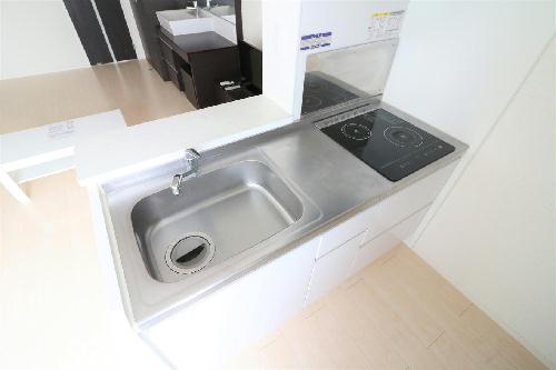 キッチン　ワイドキッチン2口コンロ（IＨ専用）お掃除が楽チン