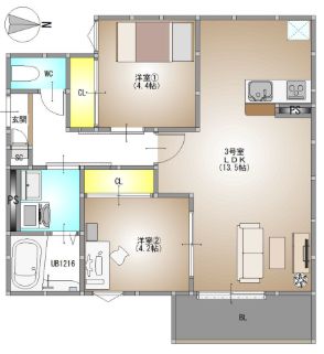 ＪＲ山陽本線 岡山駅 徒歩25分 3階建 新築の間取り写真