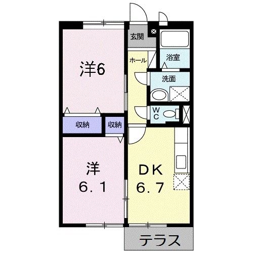 岡山市北区御津野々口のアパートの間取り