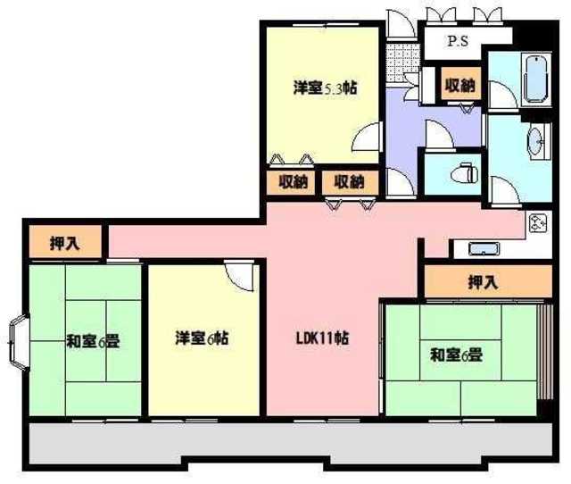 高松市伏石町のマンションの間取り