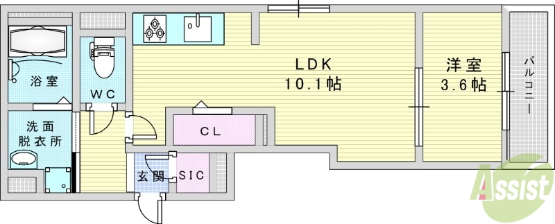 大阪市西淀川区大和田のアパートの間取り